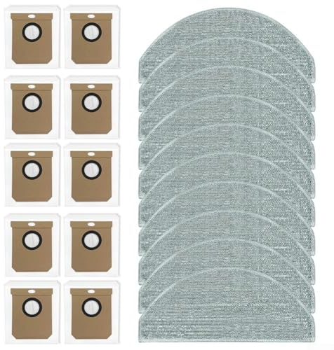 Paños de repuesto para fregona y bolsas de polvo para HG4 para Hydro Pro, kit de limpieza de microfibra compatible con piezas de aspiradora robot, 10 trapos de fregona + 10