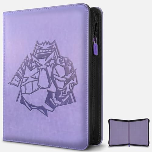 9 Pocket Card Binder for Pokemon, 360 Trading Cards, Label Slot (Purple) | Eco-friendly, pollution-free album material. TCG holder book with side-loading sleeves & exclusive 3D embossed artwork