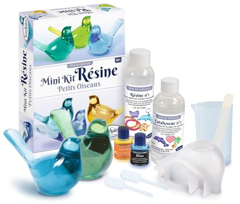 Sentosphère - L'Atelier de Résine - Petits oiseaux - Dès 10 ans | Kit de loisir créatif - Pour réaliser des petits pinsons de jaune d'or à bleu - Technique simple et sécurisée - 8382