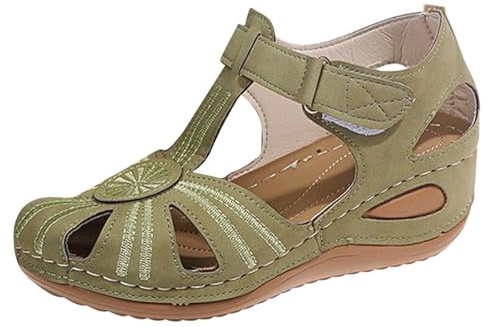 Platåsandaler damer kilklack, damer sandaler eleganta och bekväma ihåliga kilsandaletter justerbart spänne sandalett lätta fritid strandsandaler halkfria sommarsandaler