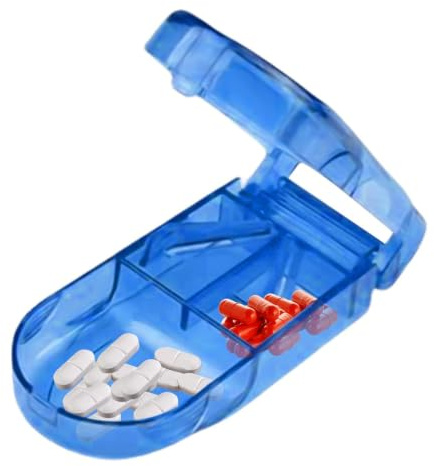 Taglia Pillole Portatile - Tagliapillole Da Viaggio, Tritapillole Pastiglie | Divisore Per Compresse Con Contenitore Porta Medicine Per Casa Vita Quotidiana Tascabile