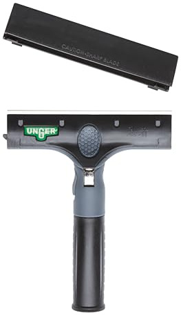 Unger Commercial ErgoTec® Ninja 6 Glass Scraper with Adjustable Head and Safety Cap – Ergonomic 2-in-1 Tool for Commercial Window and Surface Cleaning EN150