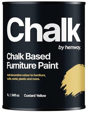 Chalk Based Furniture Paint, Custard Yellow 1L, Matt Finish Shabby Chic, Chalk Paint Furniture & Walls, Quick Dry & 1 Coat, Hemway