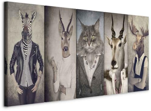 murando - Akustikbild Set Arbeitstiere 150x60 cm 5 tlg Bilder Akustikschaum Schallschutz Kunst Akustikpaneele Wandpaneele Schalldämmung Wandbild Schallabsorber Natur Tier Landschaft g-B-0041-b-m