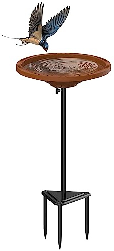 WiwiIron Baignoire pour Oiseaux d'extérieur très résistante, 97,8 cm Amovible pour Le Jardin, Bol pour Oiseaux, Spa et mangeoire à Oiseaux avec Support en métal pour Jardin extérieur, Style Cercle