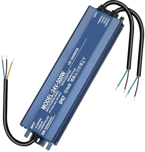 LED Trafo 24V 500W 20.8A, IP67 Wasserdicht led transformator 24v 500w, trafo 230v auf 24v, netzteil 24v, Nicht Dimmbar, kein Flimmern, Kein Rauschen, led driver 24V pour CCTV MR16 G4 MR11 GU5.3