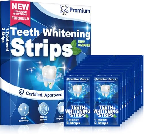 Kit di sbiancamento dentale, strisce sbiancanti per denti: 42 strisce sbiancanti dentali migliorate senza sensibilità, 21 trattamenti a strisce bianche per sbiancamento dei denti