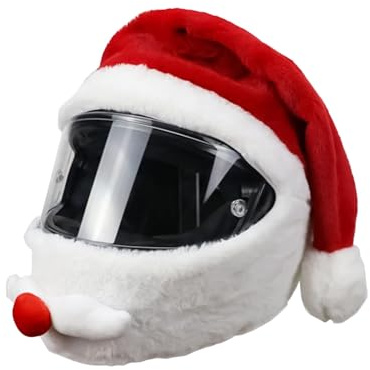 Bohue Christmas Hat Santa Motorcycle Helmet Cover Funny Full Face Helmet Motorcycle Helmets Decoration for Christmas Party