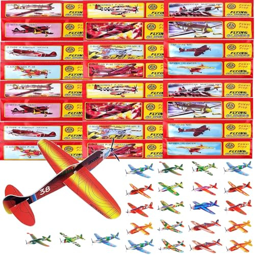 YINZZTRY Aviones Planeadores para Niños, 24 Piezas Planeadores Voladores, Planeadores para Niños, Deslizadores de Poliestireno, Juguetes para niños, Empaquetados Individualmente