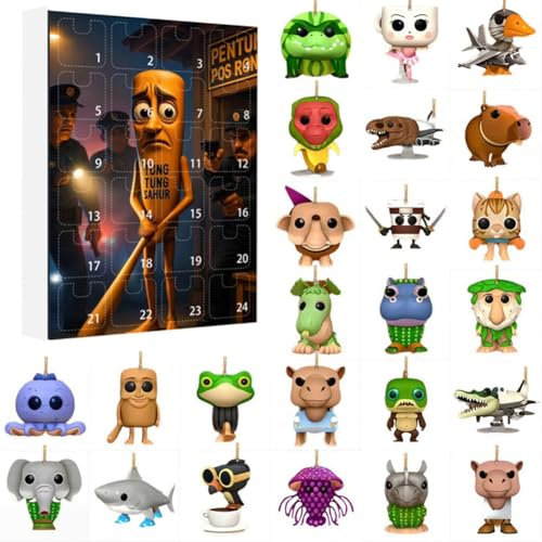 Introti Tung Tung Tung Sahur Calendario de Adviento, Tralalero Tralalala, 24 días Tung Tung Tung Sahur Figura Calendario de cuenta regresiva Colección Regalos de decoración