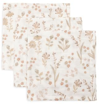 Jollein Spucktücher Muslin Baby - Bloomy - 3er Pack - 31x31cm - 100% Baumwolle - Mulltücher Baby - OEKO-TEX Zertifiziert