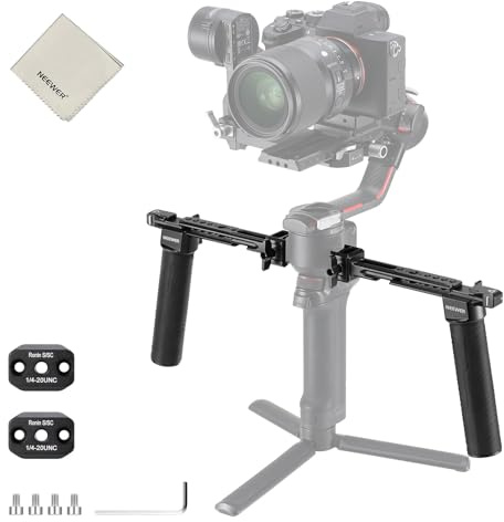 NEEWER GA006 Doppelter Handgriff Kompatibel mit DJI RS4 RS4 Pro RS3 RS3 Pro RS2 RSC2 Ronin S SC Gimbal, Dual Handle Set mit 2 Mini NATO Schienen, NATO Klemmen, 1/4 & 3/8 Gewinde, 1x Reinigungstuch