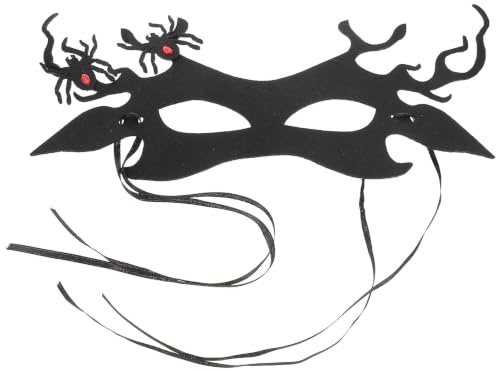 Healeved Masque D'araignée Gothique Noir Bois de Cerf pour Halloween et Banquets, en Tissu Non Tissé Confortable, Masque Demi-visage pour Femme Ambiance Effrayante