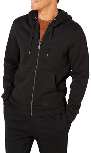 Amazon Essentials Herren Fleece-Kapuzenpulli mit durchgehendem Reißverschluss (erhältlich in den Größen Big & Tall), Schwarz, XXL