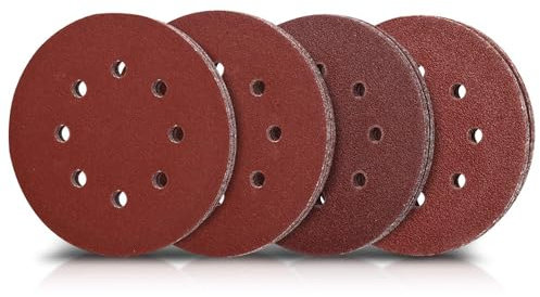 20 Dischi Abrasivi Carta Vetrata 150 mm con 8 Fori – Gradazioni 80/120/180/240 – Velcro – Per Levigatrice Orbitale Pareti, Soffitti, Cartongesso