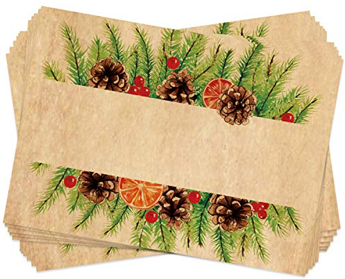 Logbuch-Verlag - Lot de 25 étiquettes en papier kraft à coller sur les cadeaux de Noël - Blanc, marron, nature - 7 x 5 cm
