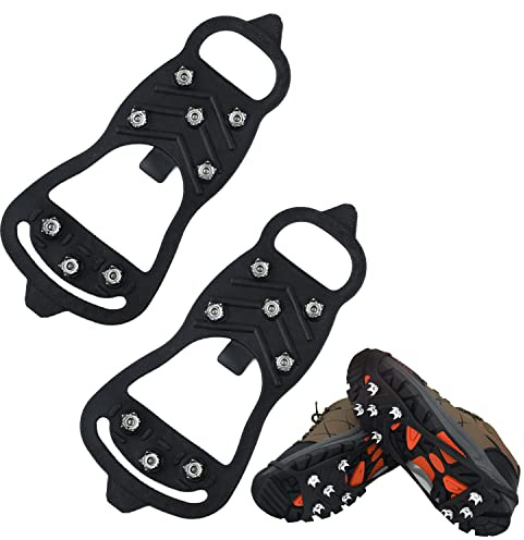 1 Paire de Pointes, Pointes antidérapantes universelles, Couvre-Chaussures à Griffes à Neige avec 8 Clous en Acier, équipement d'alpinisme en Silicone, adapté aux Jours de Neige. (L)