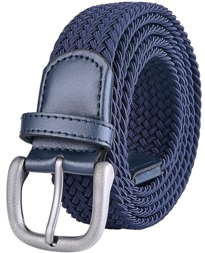 Bluecton Gürtel Männer Flechtgürtel Übergröße Elastischer Stretchgürtel Stoffgürtel Herren 120cm Blau