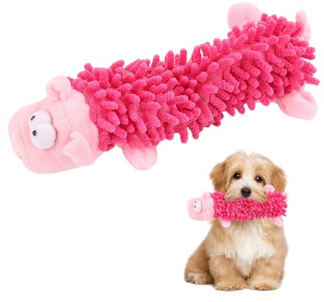 1 giocattolo di peluche per cani, giocattolo per cani di maiale, giocattolo per animali domestici che scricchiolano il tempo, riduce la noia, adatto per cani di tutte le taglie. (rosa)