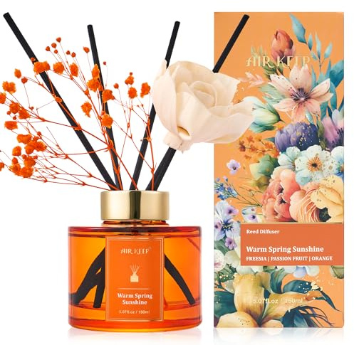 Airkeep Raumduft Warm Spring Sunshine, Rose Reed Diffuser Set 150ml, Raumduft mit Stäbchen, Lufterfrischer Für Badezimmer, Wohnung, Heimdekoration
