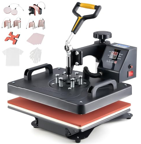 CREWORKS Transferpresse 9 in 1 Hitzepresse 38x30cm Hitzepressemaschine Multifunktionale Heißpressmaschine Heißpress Transferdruckmaschine Wärmepresse für T-Shirts, Schuhen, Tassen, Hüten und Tellern