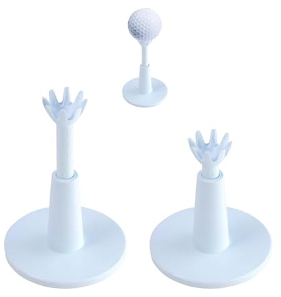 Kelepu Golf Tees Height Adjustable Reusable Golf Tees for Practice Driving Range Mat Training Sports Accessory Golf Ball Holder White 2pcs
