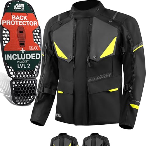 SHIMA RUNNER Chaqueta Moto Hombre AIRFORCE Protector Espalda Cazadora Motociclista Chaquetas Protecciones Impermeable Moto Armadura Cazadoras Motoero Invierno (Masculinos, Fluo, XL)