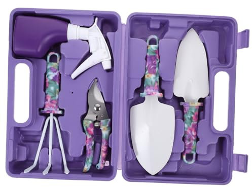 Yardenfun Set Di Attrezzi Da Giardino Set Di Attrezzi Per Piante in Vaso Kit Di Attrezzi Per Trapianto 5 Pezzi Vanga E Rastrello Resistenti Per La Semina