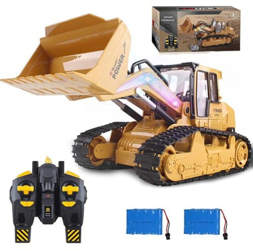 FANXMF RC Skid Steer Loader Construction Truck 1/14 Remote Control Bulldozer Crawler with Lights 9 Channel RC Front Loader 360° Rotation 2.4G Full Function Engineering Vehicle Excavator Toys