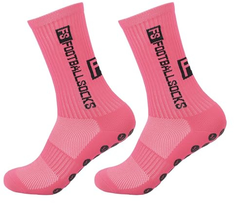 BOSSETY 3 Paare Fußball Socken, 38-46 Fussballsocken Anti Rutsch Grip Football Socken Sportsocken (DE/NL/SE/PL, Alphanumerisch, Einheitsgröße, Regular, Regular, Standard, Rosa)