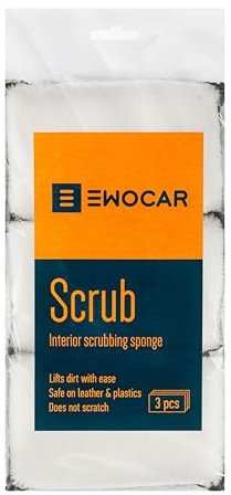 Ewocar 3 in 1 Scrub Sponge - Spugna interna auto con setole e microfibra - Applicatore per la cura della pelle per la pulizia dei cuscini e la cura del veicolo