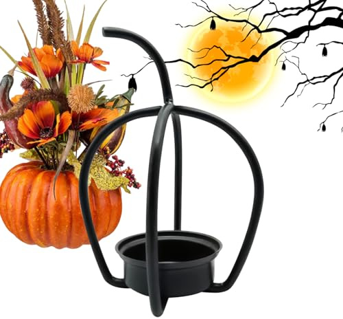 Djowyh Photophore en forme de citrouille pour bougie chauffe-plat en forme de citrouille - Bougeoir décoratif pour la décoration de la maison, l'entrée de table, le hall d'hôtel, l'appartement, le