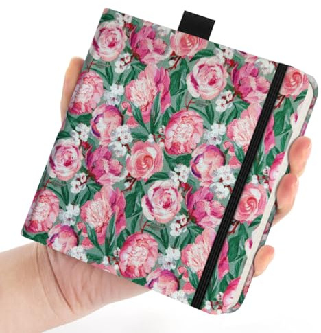 Watercolor Art Sketchbook,5 x 5 inches Portable Hardcover Journal Sketchbook,30 Sheets 140lb/300gsm Acid-Free Drawing Paper,Travel Mixed Media Notebook for Beginners Artists,Pink Peony
