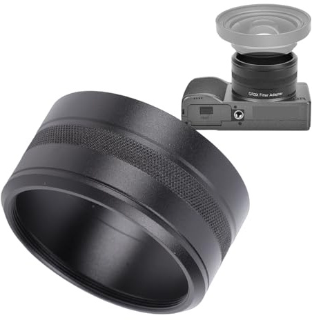 Plyisty Adaptador de Filtro de Lente de Aleación de Aluminio Roscado de 49 Mm para Accesorios GR3X, Reemplaza el Adaptador de Lente GA-2