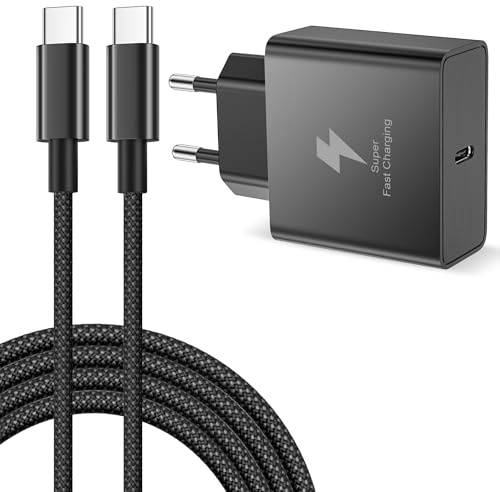 45W USB C Laddare och Laddningskabel för Samsung Galaxy S26,S25,S24,S23,S22,S21 Ultra,S20 FE,A56,A55, Surfplattor Nätadapter med USB-C Kontakt, USB-C-Laddningskontakt Snabbladdare med 2M USB-C-Kabel