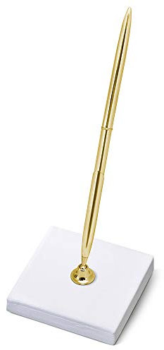 Ständer mit Kugelschreiber in Gold Stiftehalter