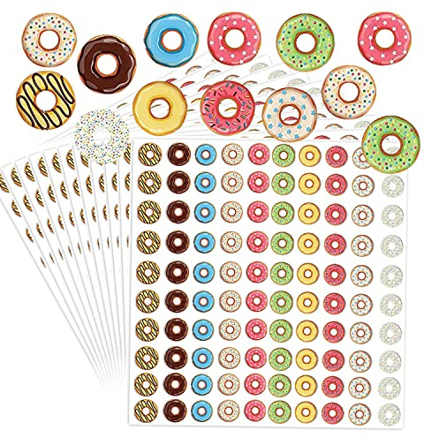 2000 Pcs Hole Reinforcement Stickers Donut Designs Paper Hole Protectors - Hole Punch Reinforcement Circle Labels Hole Protector Stickers for Loose-Leaf Paper Sheets (Outer 0.5”, Inner 0.25”)