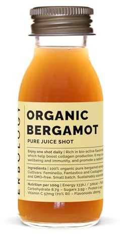 Erbology Organic Bergamot Juice 12 Daily Shots (60ml) - Supports Immunity and Collagen Production - High in Vitamin C and Bio-active Flavonoids - Straight from Farm in Italy - Undiluted