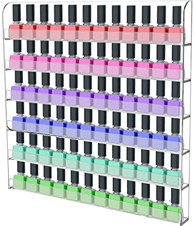 6 Tier Nagellack Regal Wand Wandmontage - Durchsichtige Nagellack Organizer aus Acryl zur Aufbewahrung Nagellack Ständer Nagellackdisplay für 96 Nagellacke Lippenstiftständer ätherisches Öl