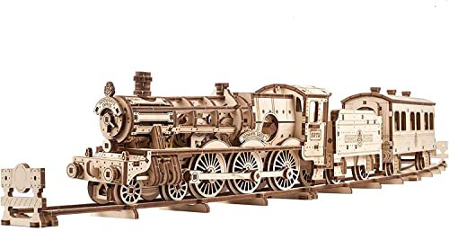 Ugears Harry Potter Hogwarts Express Modellbau Holzpuzzle Erwachsene - 3D Puzzle Modellbausatz Holz Zug Spielzeug Modell Mit Eisenbahn - Basteln Erwachsen Bausatz Enthält, Kutsche, 3 Figuren
