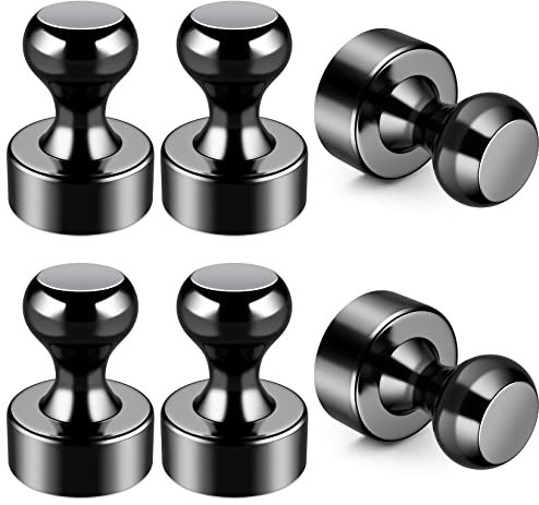 Strong Magnet, 6 Pack Black 12 x 16 mm Fridge Magnets, Magnetic Push Pins, Magnetic Thumb Tacks, Neodymium Magnets Push Pins, Whiteboard Magnet for Photo Map Postcard A4 Paper DIY