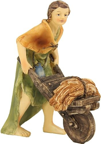 FADEDA JOK: Bonde med skottkärra/höjd: 8 cm/handmålad/detaljerade krubbfigurer – julbord, dekoration, krubbtillbehör