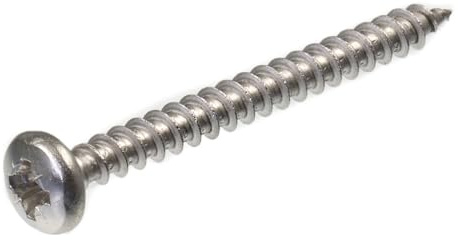 SECCARO Spånskiva skruv halvcirkelformat huvud 6 x 60 mm, rostfritt stål V2A VA A2, träskruv med full gänga, korsslits/PZ, 100 stycken
