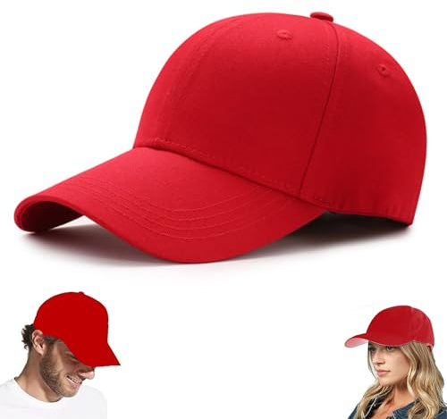 QEEROYO Basecap Unisex, Baseball Cap Herren Damen, Einstellbare Kappe mit Schirm, Sonnenschutz Baseballkappe für Outdoor Running Tennis Golf Reisen, Rot