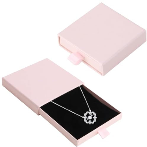 SGERUFZ 1 pièce Boîte cadeau en papier Présentoir à bijoux Emballage cadeau élégant pour colliers, boucles d'oreilles, bagues (9 x 9 x 1,7 cm) (Rose)