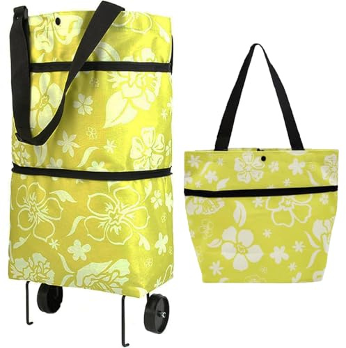 Bolsa De Compras con Ruedas, Carrito De Compras Plegable, Versátil Carrito De Compras, Carros La Compra Portatiles, para Carrito De Compras Plegable para El Hogar y El Supermercado (Verde)