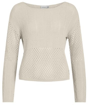Vila Viefine Boatneck L/S Haut en Tricot, Bouleau, M