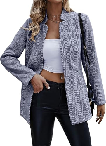Jhsnjnr Dam öppen fram elegant kavaj långärmad ståkrage varm lång kavaj rock business tweed kostym jacka