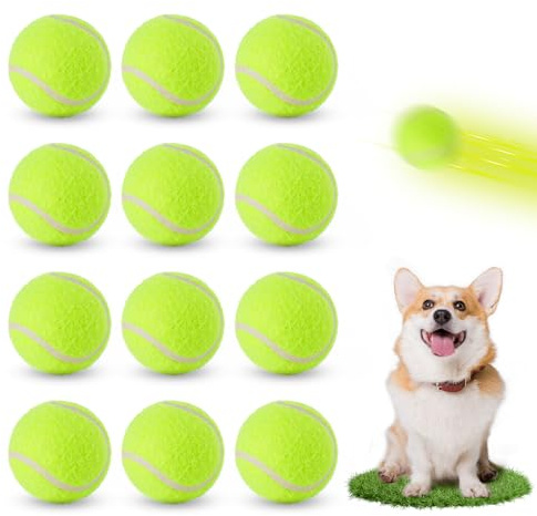 Orifesio 12 Piezas Pelotas de Tenis para Perros, 5 cm Pelota de Tenis, Pelotas de Juego para Perro Pequeños, Pelotas de Juguete Interactivas para Perros Aptas para Lanzador de Pelotas para Perro