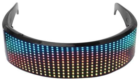 LICAEVEY LED-Leuchtbrille, Bluetooth-Vollfarb-Leuchtbrille für Partys, Anzeige Individueller Blinkender Nachrichten und Animationen, DIY und Text über App-Steuerung, Coole Brille für